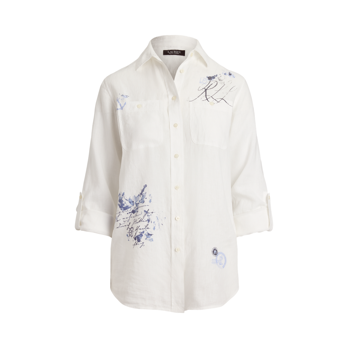 ラルフ・ローレン Lauren Ralph Lauren Petite リラックスフィット Print Roll-Tab Sleeve Shirt レ Women's Lauren Ralph Lauren Petite Relaxed Fit Print Roll