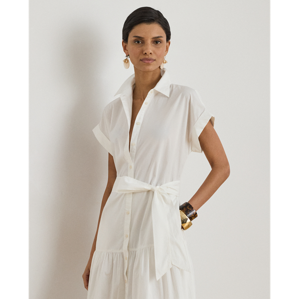 White Eyelet Broadcloth Tiered Shirtdress Lauren Petite 4