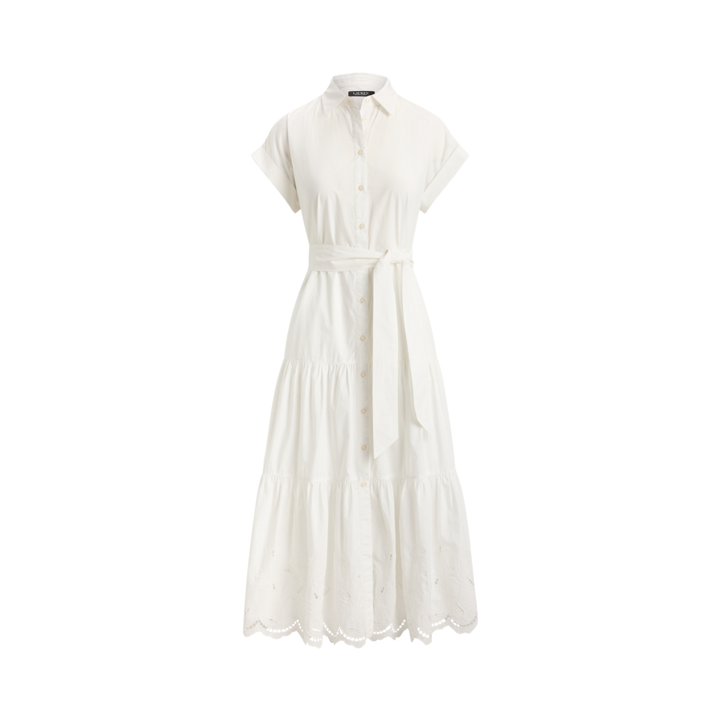 Женское платье Ralph Lauren Eyelet Broadcloth Tiered Shirtdress, цвет: Белый — фото 5