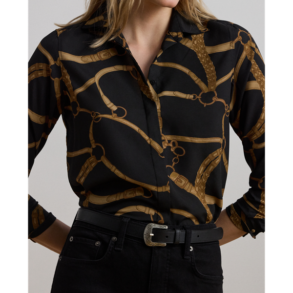 Classic Fit Belting-Print Crepe Shirt