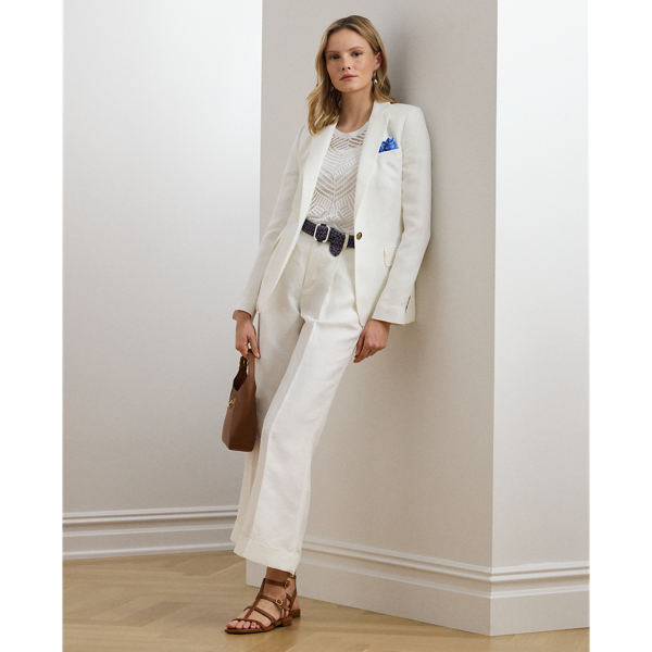Pleated Linen-Blend Twill Wide-Leg Pant
