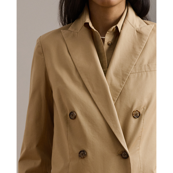 Double-Breasted Cotton Twill Blazer