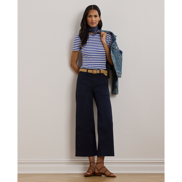 Striped Stretch Cotton Crewneck Tee