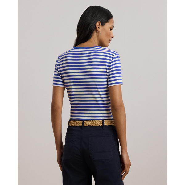 Striped Stretch Cotton Crewneck Tee