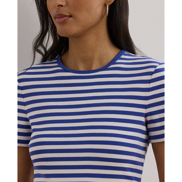 Striped Stretch Cotton Crewneck Tee
