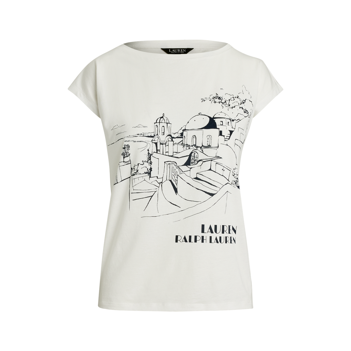 Lauren Ralph Lauren Print Stretch Cotton Boatneck Tee