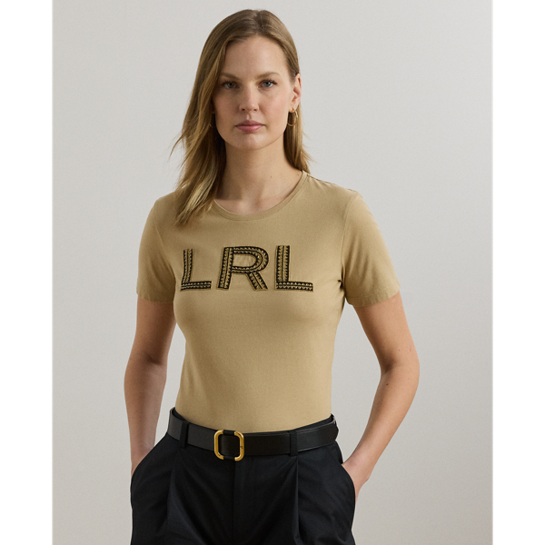 T-shirt jersey de coton avec logo perlé