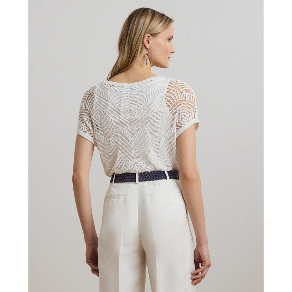 Geo-Motif Mesh Short-Sleeve Sweater