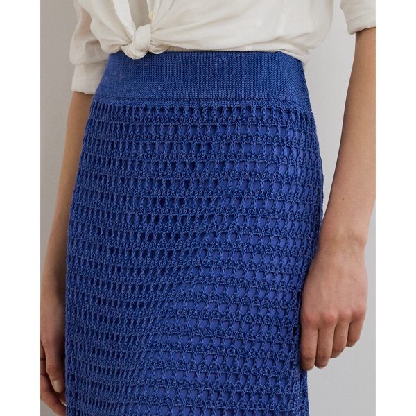 Pointelle-Knit Linen-Blend Sweater Skirt