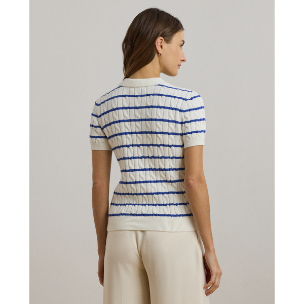 ラルフ・ローレン Lauren Ralph Lauren Striped Cable-knit Cotton Polo Sweater レディース S s7-AI201971176001_alternate3?$