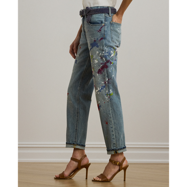 Print Boyfriend Tapered Ankle Jean