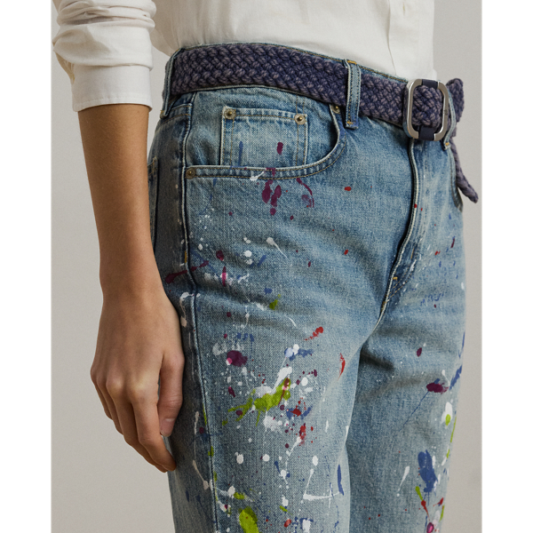 Print Boyfriend Tapered Ankle Jean