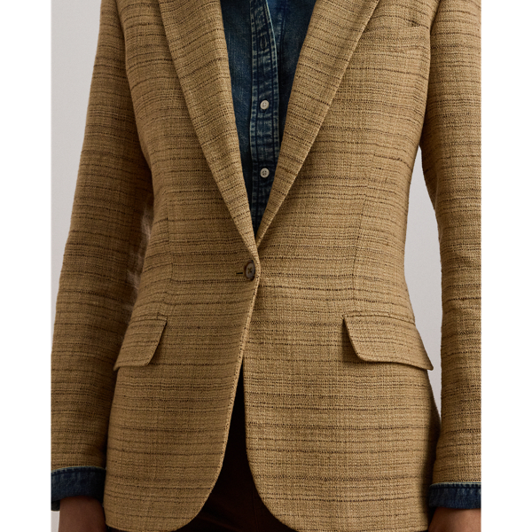 Herringbone Linen-Blend Tweed Blazer