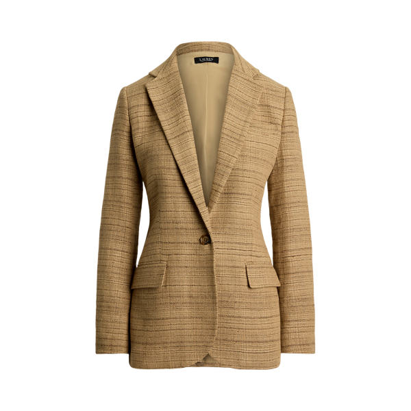Herringbone Linen-Blend Tweed Blazer