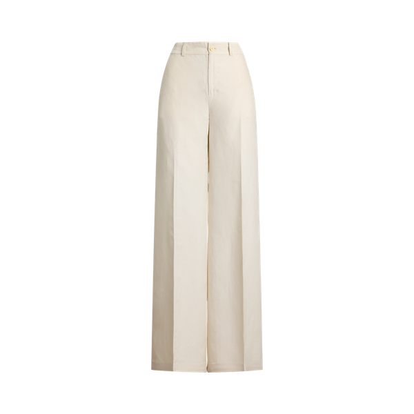 Linen-Blend Twill Wide-Leg Trouser