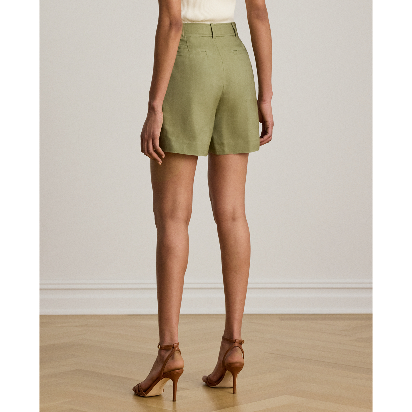 Шорты Ralph Lauren Pleated Linen-Blend Twill Short, цвет: Light Agave — фото 2