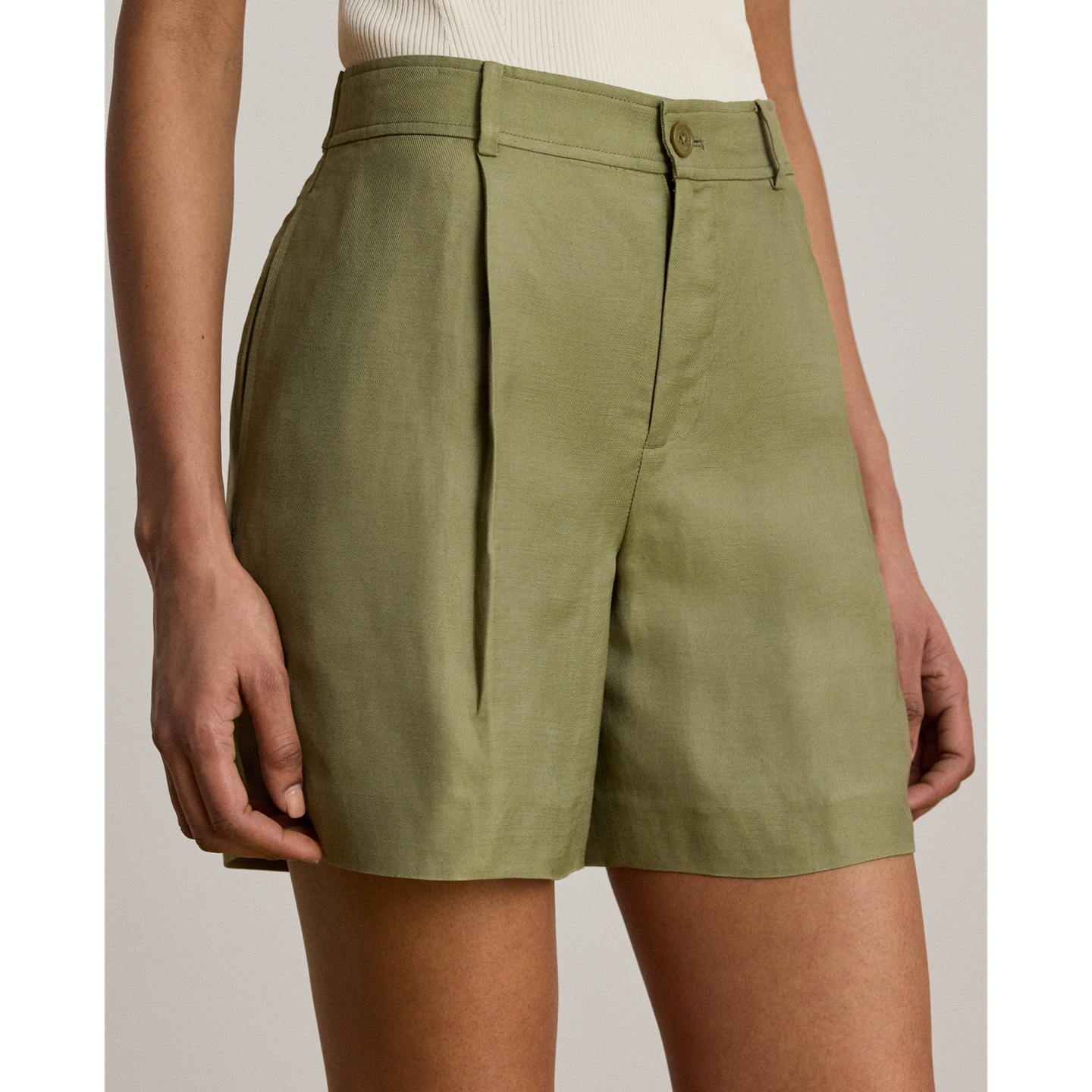 Шорты Ralph Lauren Pleated Linen-Blend Twill Short, цвет: Light Agave — фото 3