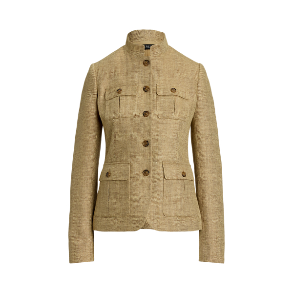 ローレン Louren slab tweed jacket ベージュ Herringbone Tweed Blazer