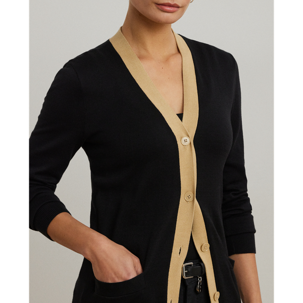 Two-Tone Cotton-Blend Cardigan