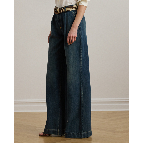 High-Rise Pleated Wide-Leg Jean