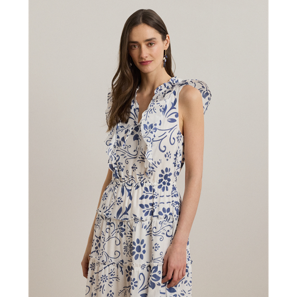 Floral Cotton Voile Tiered Maxidress
