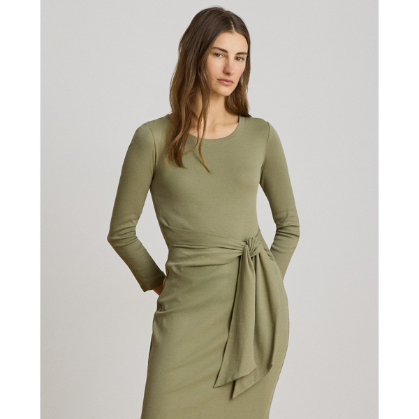 Rundhalskleid mit Bindedetail vorne Lauren Petite in Helle Agave 3