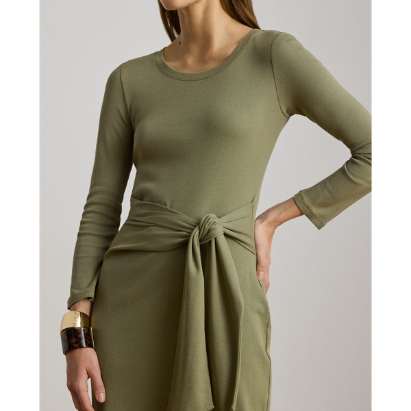 Rundhalskleid mit Bindedetail vorne Lauren Petite in Helle Agave 5