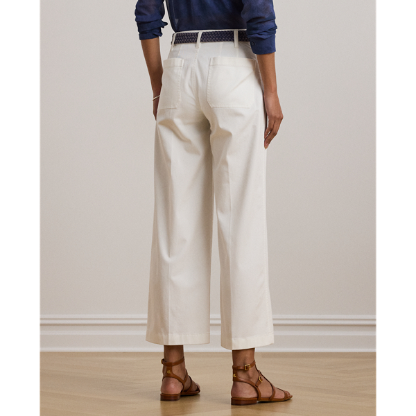 Chinohose in 3/4-Länge mit weitem Bein Lauren Petite in Weiß 5