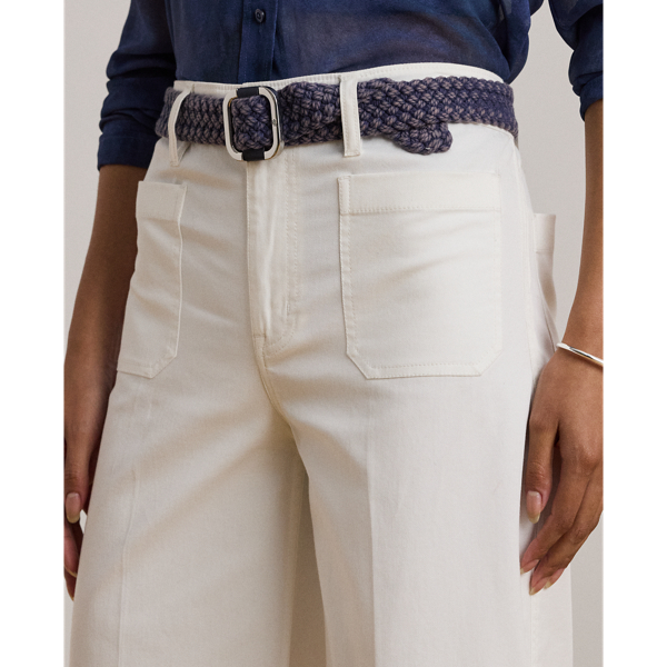 Chinohose in 3/4-Länge mit weitem Bein Lauren Petite in Weiß 6