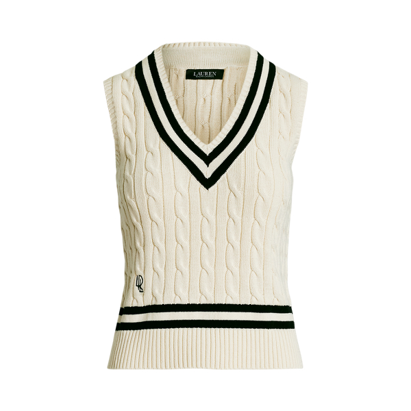 ラルフ・ローレン Lauren Ralph Lauren Cable-knit Cotton Cricket Sweater Vest レディース S Cable-Knit Cotton Cricket Sweater Vest