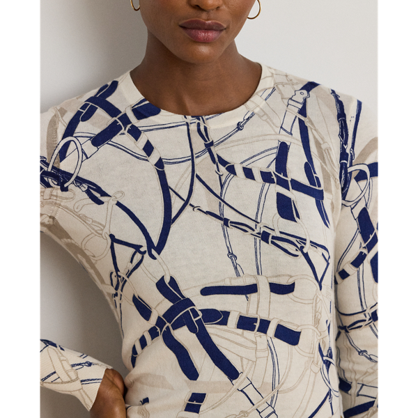 Belting-Print Cotton-Blend Sweater