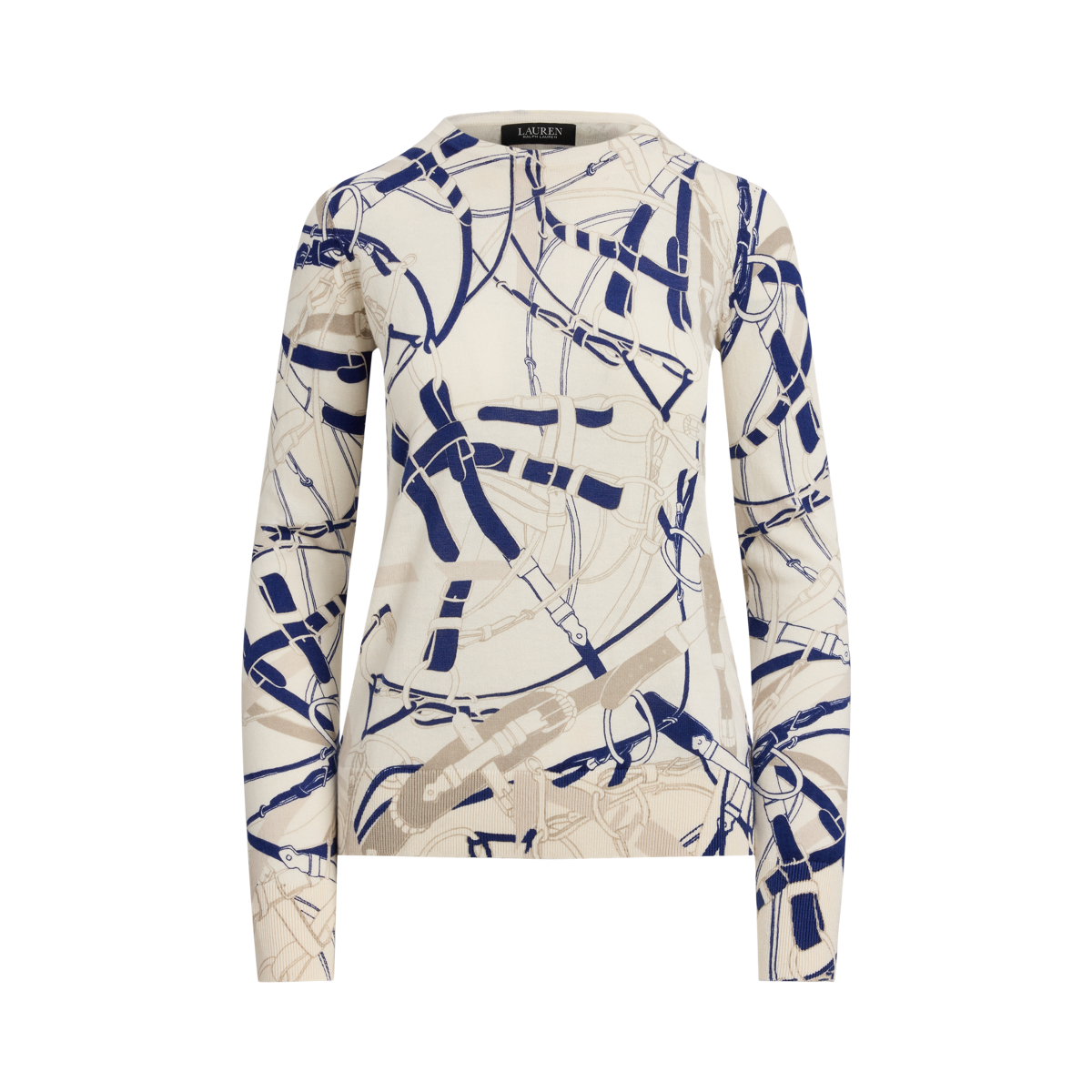 売れ筋商品|||ラルフローレン ニット&セーター アウター レディース Women's Belting-Print Cotton-Blend Sweater Black/Tan Belting-Print Cotton-Blend Sweater