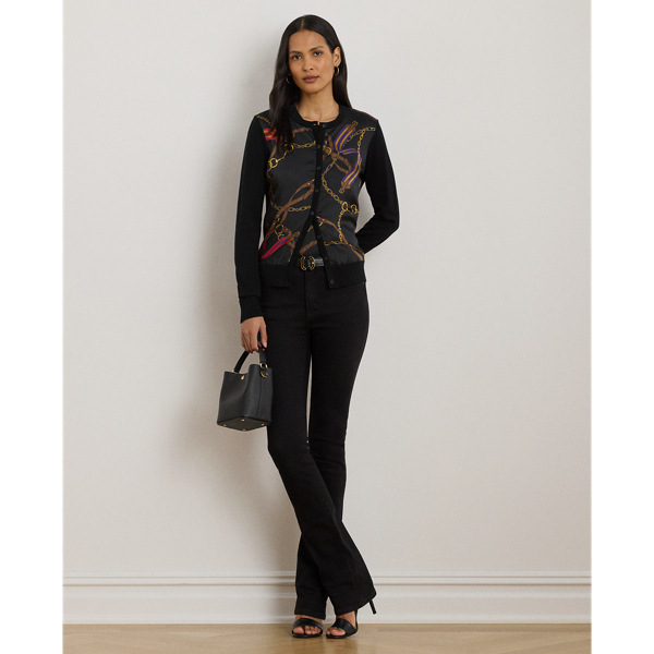 Belting-Print Cotton-Blend Cardigan