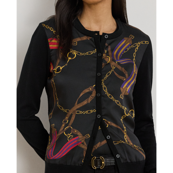 Belting-Print Cotton-Blend Cardigan