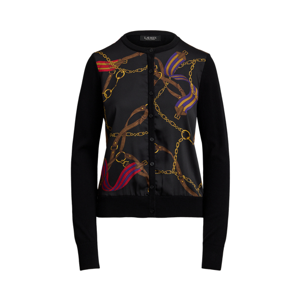 Belting-Print Cotton-Blend Cardigan