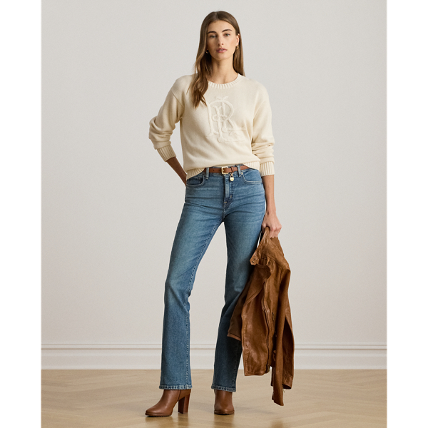 Baumwollpullover mit gesticktem Logo Lauren Petite in Mascarpone-Creme 4