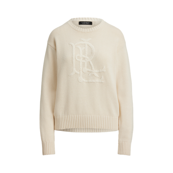 Baumwollpullover mit gesticktem Logo Lauren Petite in Mascarpone-Creme 2