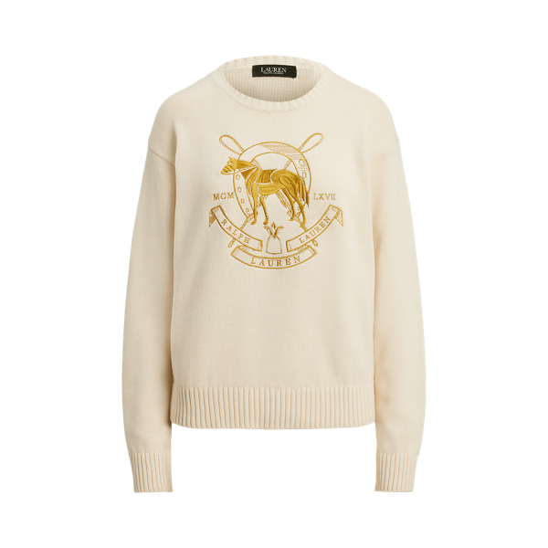 Embroidered Cotton Crewneck Sweater
