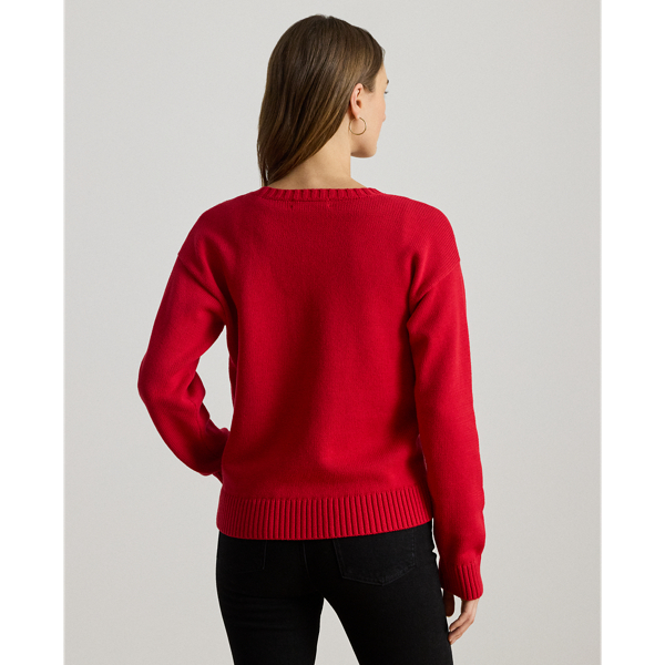 Intarsia-Knit Foxhound Cotton Sweater