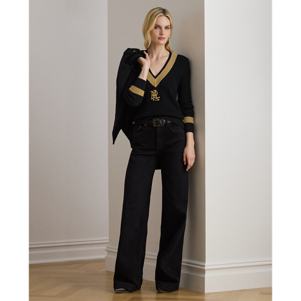 Metallic-Trim Cricket Sweater