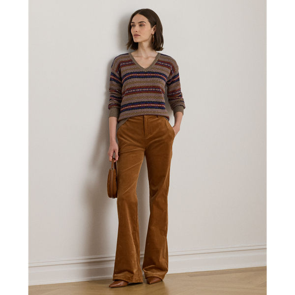 Fair Isle Cotton-Linen V-Neck Sweater