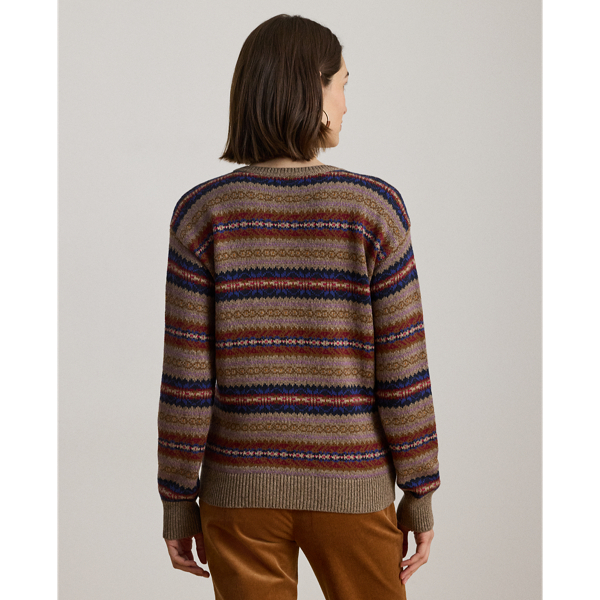 Fair Isle Cotton-Linen V-Neck Sweater