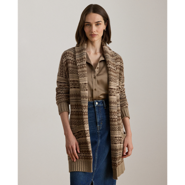 Fair Isle Belted Wool-Blend Cardigan