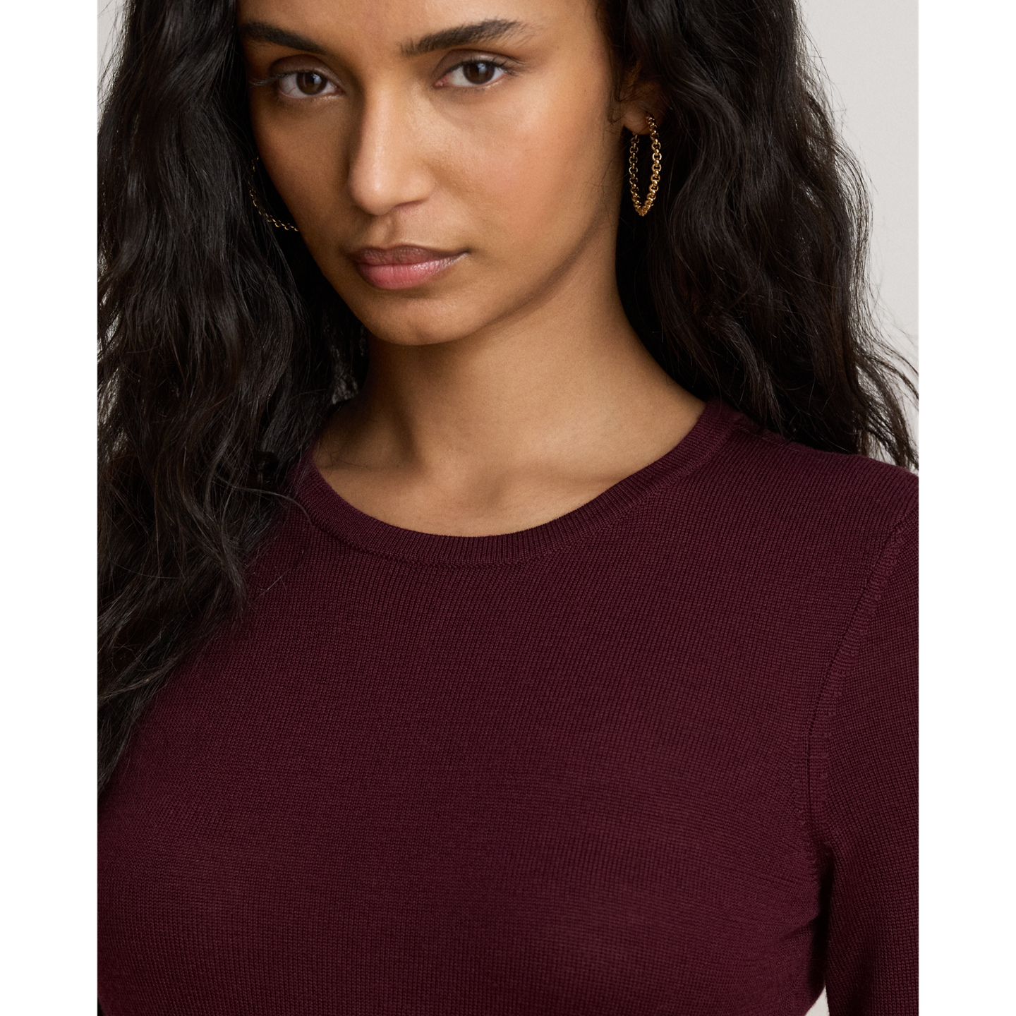Женское платье Ralph Lauren Wool Crewneck Sweater Dress, цвет: Тёмный гранатовый — фото 3