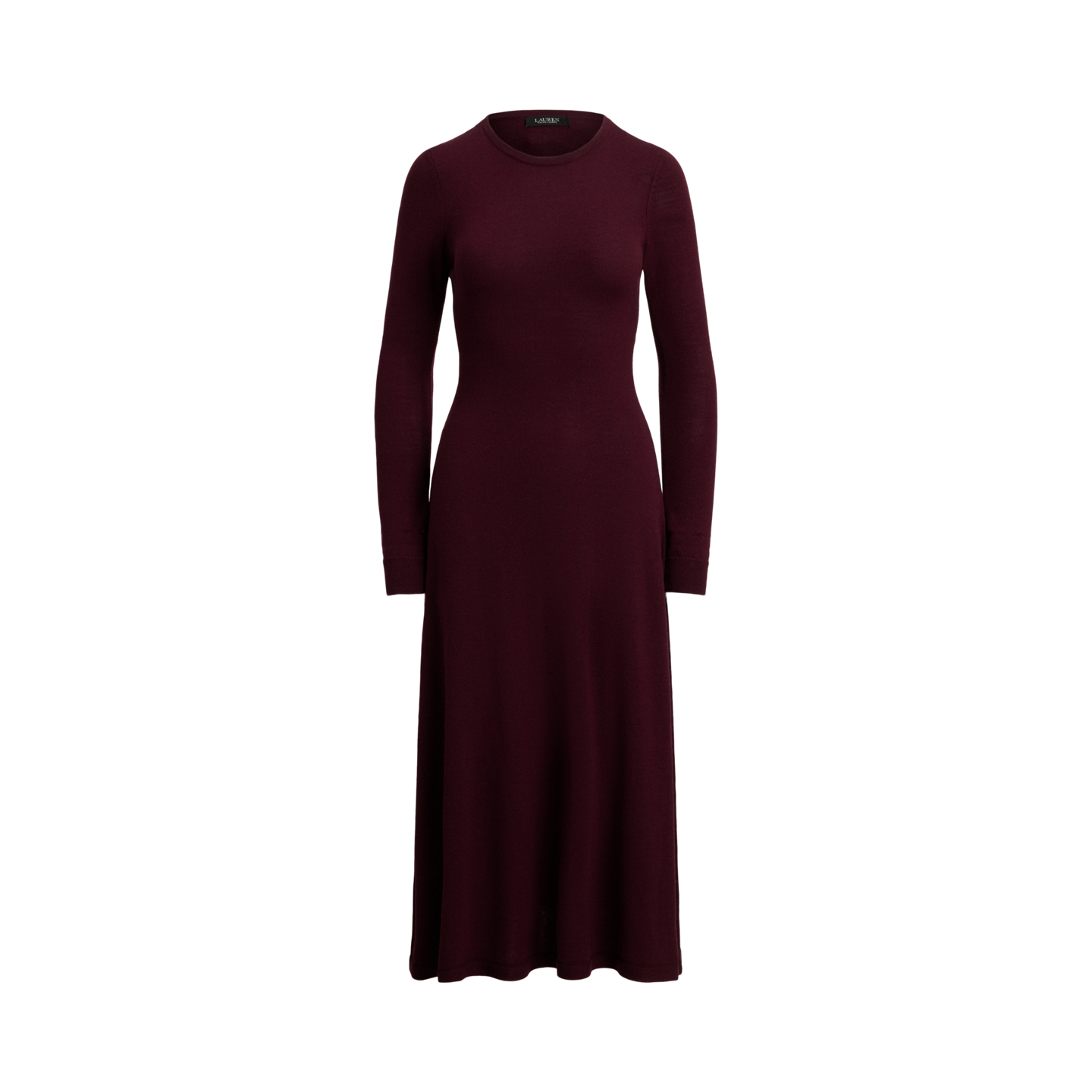 Женское платье Ralph Lauren Wool Crewneck Sweater Dress, цвет: Тёмный гранатовый — фото 5