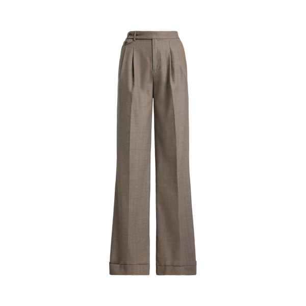 Pleated Wool Herringbone Wide-Leg Pant Lauren Petite 1