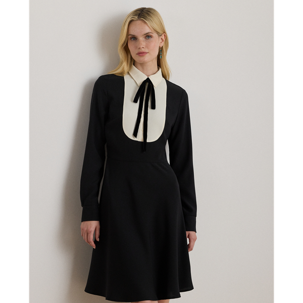 Two-Tone Georgette Tie-Neck Dress - thumbnail 3