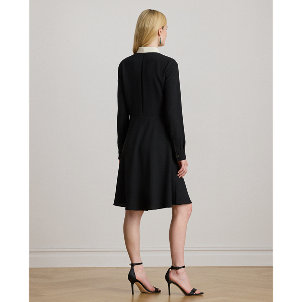 Two-Tone Georgette Tie-Neck Dress - thumbnail 4