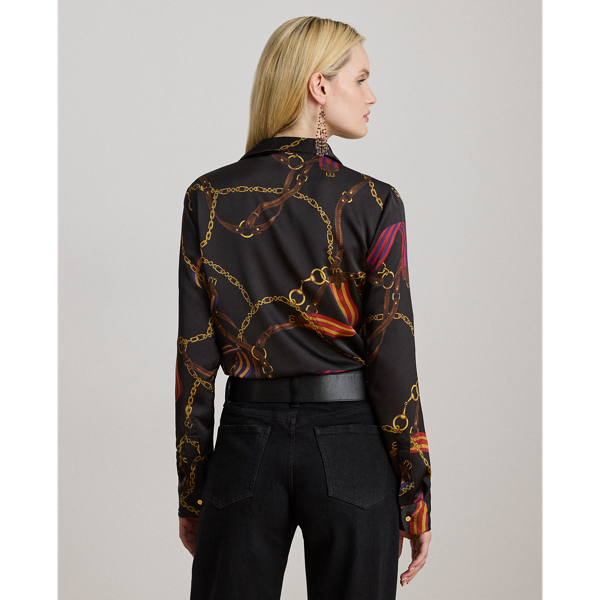 Classic Fit Belting-Print Satin Shirt