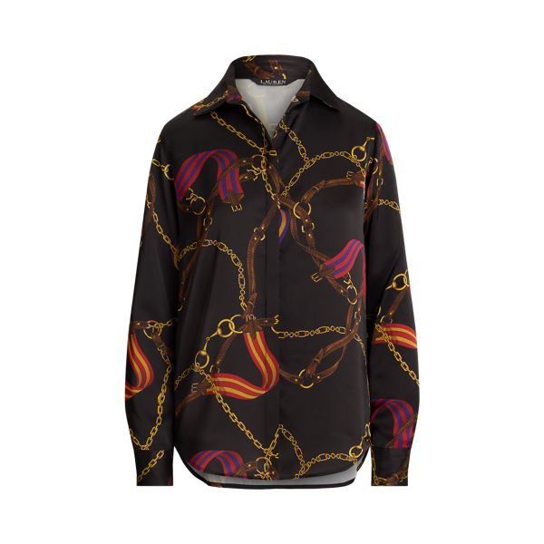 Classic Fit Belting-Print Satin Shirt